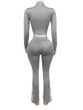 Print Sports Long Sleeve Two Piece Pants Set GFCF-1392