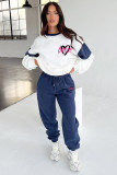 Color Block Long Sleeve Sweatshirts Two Piece Pants Set SSNF-211404