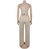 Single Shoulder Sleeveless Two Piece Pants Set BY-7508