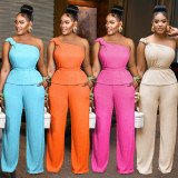 Single Shoulder Sleeveless Two Piece Pants Set BY-7508