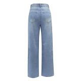 Fashion Washed Loose Straight Jeans GSMF-JG2686