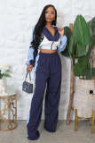 Patchwork Contrast Color Coat Pants Sport Suit QYMF-3087