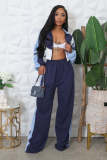 Patchwork Contrast Color Coat Pants Sport Suit QYMF-3087