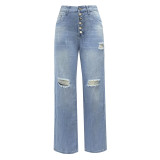 Fashion Washed Loose Straight Jeans GSMF-JG2686