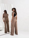 Solid Color Sleeveless Irregular Pants Suit SHD-9557