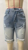 Fashion Holes Washed Denim Shorts GSMF-Z2111#