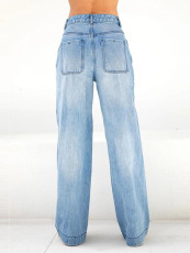 Fashion Loose Denim Wide Leg Jeans GSMF-CT3227#