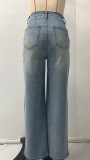 Fashion Loose Washed Straight Jeans GSMF-CT60226
