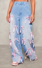 Bow-Tie High-Waisted Wide-Leg Jeans GSMF-ZC12874