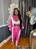 Contrast Color Long Sleeve Casual Pants Suit QXLB-10161