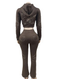 Letter Print Long Sleeve Pants 2 Piece Set GFCF-1400