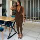 Halterneck Backless Solid Color 2 Piece Pants Set SHD-9555