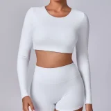 Long Sleeve Solid Color Sport Tops GQSA-90206