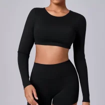 Long Sleeve Solid Color Sport Tops GQSA-90206