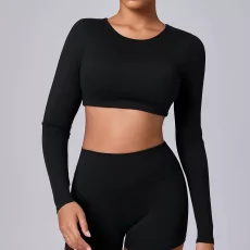 Long Sleeve Solid Color Sport Tops GQSA-90206