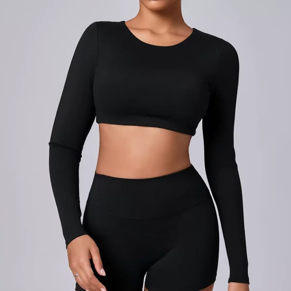 Long Sleeve Solid Color Sport Tops GQSA-90206