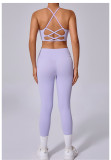 Solid Color Sling Sport Fitness Two Piece Pants Set GQSA-58300/13760