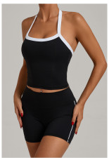 Halterneck Backless Tight Sport Two Piece Shorts Set GQSA-1211/1340