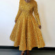 Plus Size Solid Color Sequin Long Sleeve Midi Dress GATE-469