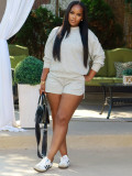 Solid Color Long Sleeve Two Piece Shorts Set CH-25101