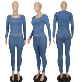 Long Sleeve Solid Color Two Piece Pants Set YD-YM009-D1