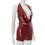 Hatlerneck Backless Tie Up Romper MXBF-J25RP138