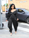 Solid Color V Neck Flare Jumpsuit SFY-780