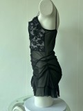 Lace-trimmed Lingerie Mesh Nightgown Set GJZY-3475