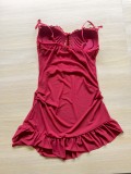 Lace-trimmed Lingerie Mesh Nightgown Set GJZY-3475