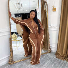 Contrast Color Long Sleeve Sport Two Piece Pants Set SFY-2815
