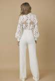 Lace Patchwork Long Sleeve Jumpsuit OSM-4493