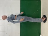 Long Sleeve Zipper Denim Two Piece Pants Set TR-1343