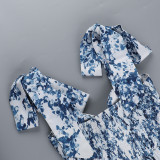 Print Tie Up Mini Dress SUM-ZX24179PFO
