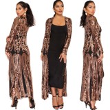 Plus Size Sequin-Embroidered See Through Cardigan Coats GMMD-8088