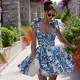Print Tie Up Mini Dress SUM-ZX24179PFO
