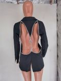 Backless Long Sleeve Blazer Coats FYWF-YW0638