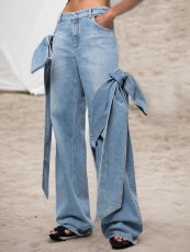 Fashion Patchwork Bow Wide Leg Jeans GSYI-S88081