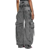 Fashion Patchwork Washed Wide Leg Jeans GSYI-30002
