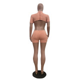 Short Sleeve Backless Romper GQIY-7046
