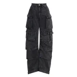 Fashion Patchwork Washed Wide Leg Jeans GSYI-30002