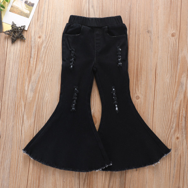 Kids Girl Fashion Holes Flare Jean YKTZ-2306