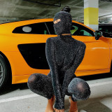 Long Sleeve Backless Sport Jumpsuit/(With Hood) LJSF-P0C4014