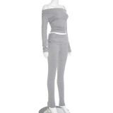 One Shoulder Long Sleeve Two Piece Pants Set MXBF-J25ST264