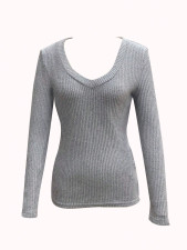 Deep V Neck Long Sleeve Tops YWXS-K25L1069