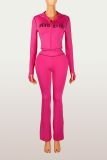 Letter Print Long Sleeve Hooded Pants Suit YWXS-K25L1004