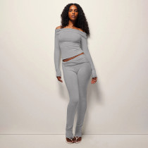 One Shoulder Long Sleeve Two Piece Pants Set MXBF-J25ST264