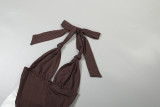 Contrast Color Patchwork Tie Backless Maxi Dress DLSF-K25D80703