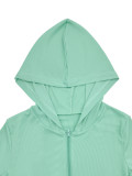 Solid Color Long Sleeve Hooded Knits Skirts Suit YH-9002