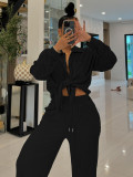 Long Sleeve Lapel Two Piece Pants Set YH-5367