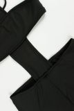 Hollow Out Solid Color Halterneck Jumpsuit YWXS-K25L1212